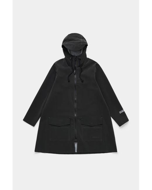 Stutterheim Black Mosebacke Patch Matte Raincoat