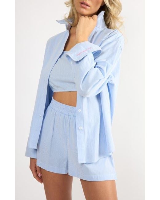 Viens Avec Moi Blue Everyday Oversize Stripe Button-Up Shirt