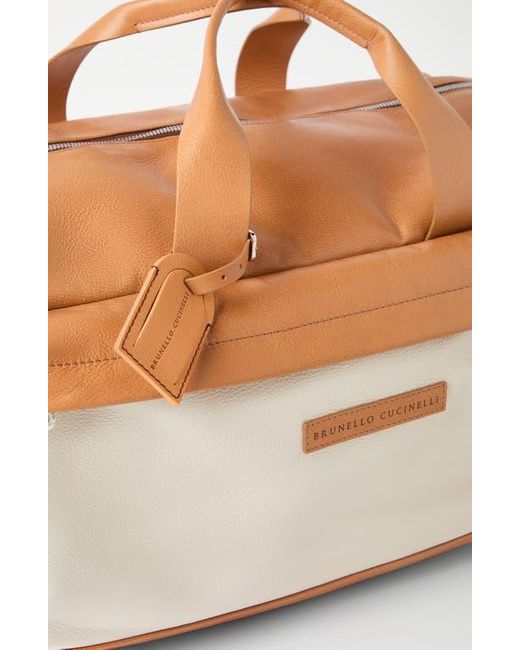 Brunello Cucinelli White Grained Calfskin Active Bag for men