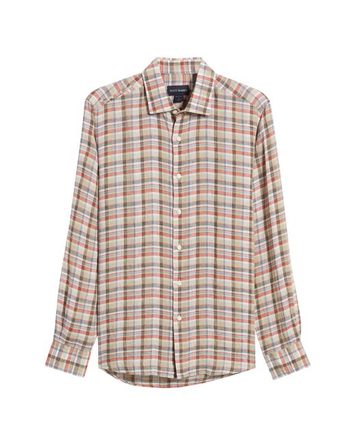 Scott Barber White Plaid Linen Twill Button-up Shirt for men