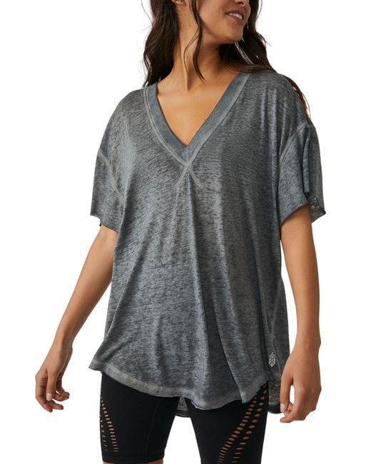 Fp Movement Talk Tough V-neck Burnout T-shirt in Gray | Lyst