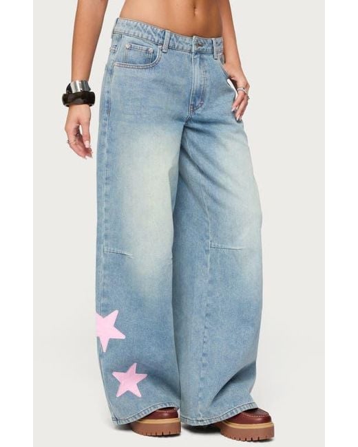 Trish Stars Low Rise Baggy Jeans