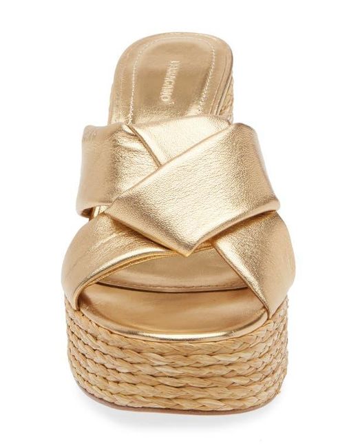 Ferragamo Natural Douglas Platform Slide Sandal