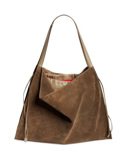 Christian Louboutin Brown Le 54 Suede Drawstring Tote