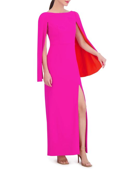 Vince Camuto Pink Long Sleeve Capelet Scuba Crepe Dress