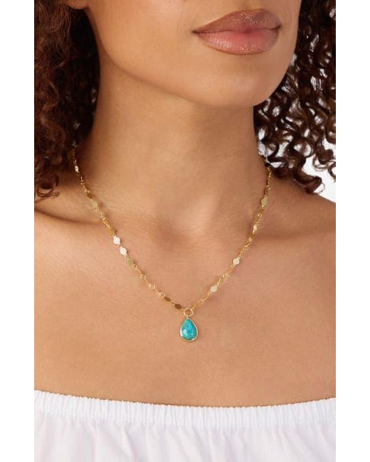 ATHRA LUXE Blue Flat Disc Pendant Necklace