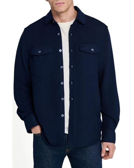 Con.struct Blue Slim Fit Solid Shirt Jacket for men