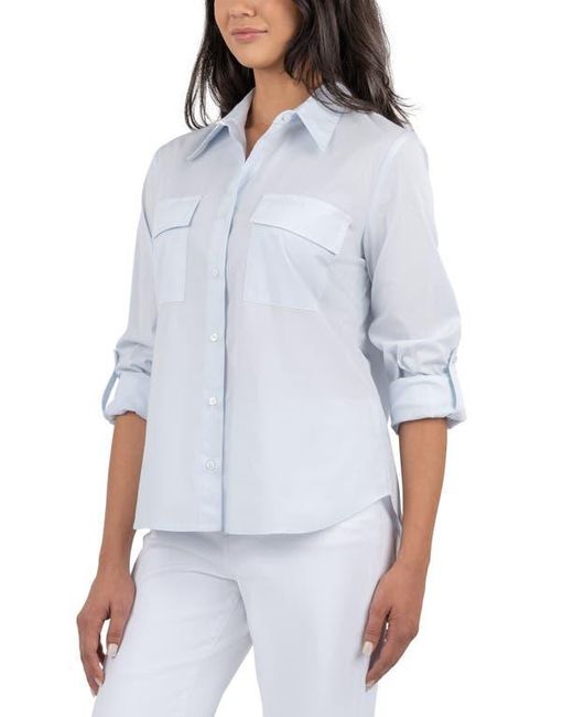 Kut From The Kloth Blue Analeah Stretch Cotton Button-Up Shirt