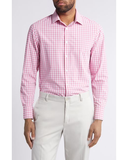 Mizzen+Main Pink Mizzen+main Leeward Trim Fit Check Performance Button-up Shirt for men