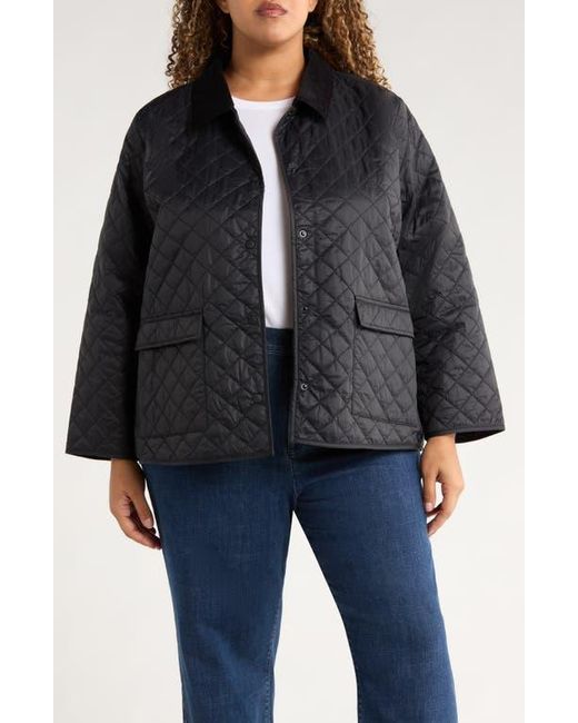 Eileen Fisher Black Corduroy Collar Quilted Jacket