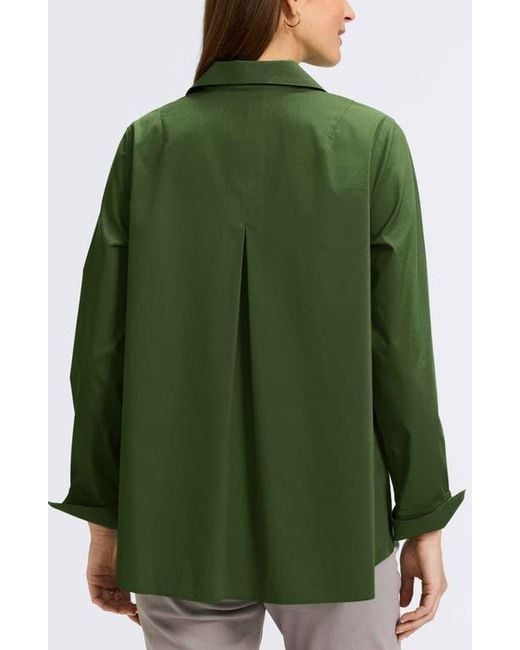 Foxcroft Green Agnes Split Cuff Popover Blouse