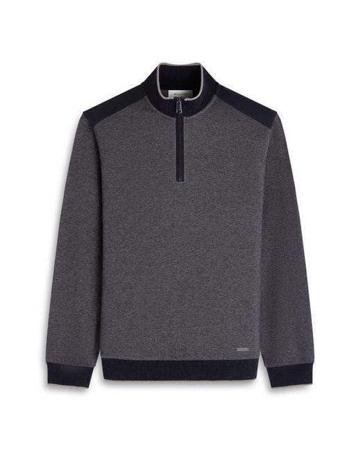 Bugatchi Black Mélange Quarter Zip Top for men