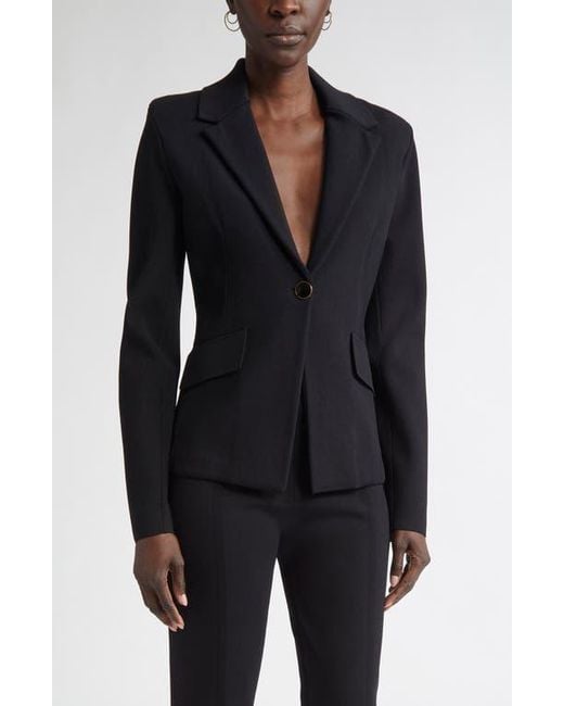 St. John Black Harper One-Button Knit Jacket