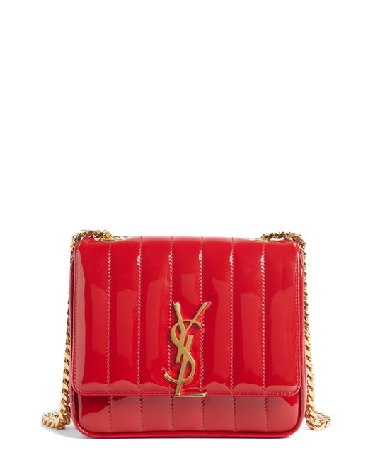 Saint Laurent Small Vicky Patent Leather Crossbody Bag in Red Lyst