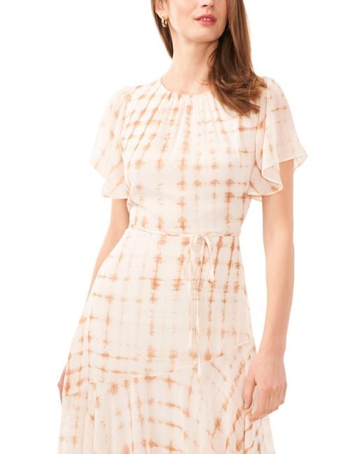 Halogen® Multicolor Halogen(r) Print Flutter Sleeve Asymmetric Dress