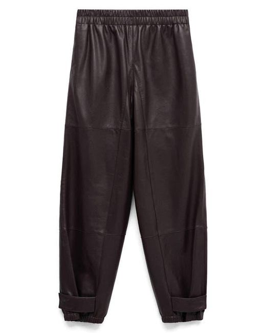 Mango Black Button Hem Leather Pants