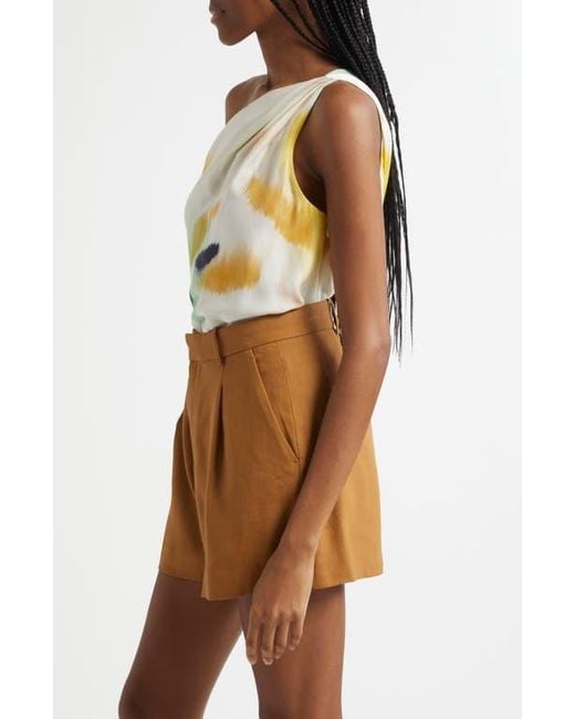 A.L.C. Multicolor Aster Abstract Print One-Shoulder Top