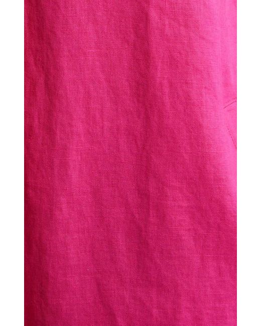 Eileen Fisher Pink Cuff Sleeve Organic Linen Shift Dress