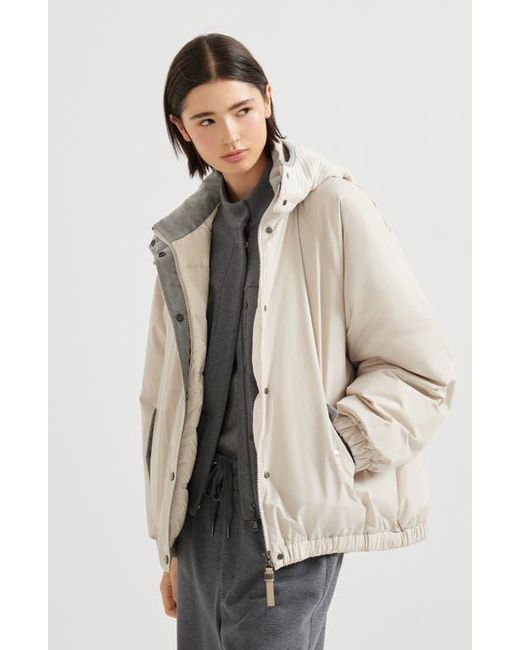 Brunello Cucinelli Natural Water-Resistant Taffeta Down Jacket