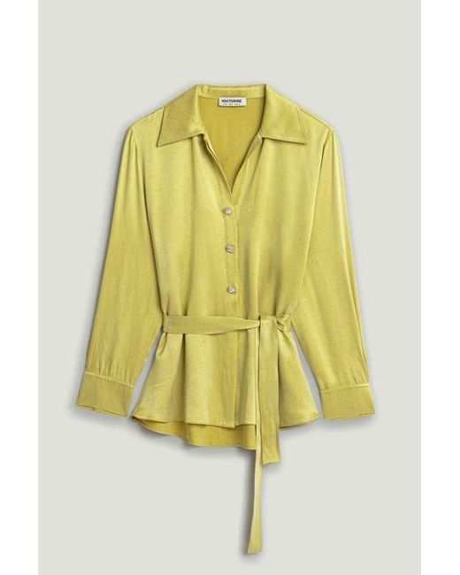 Nocturne Yellow Belted Shirt With Statement Buttons