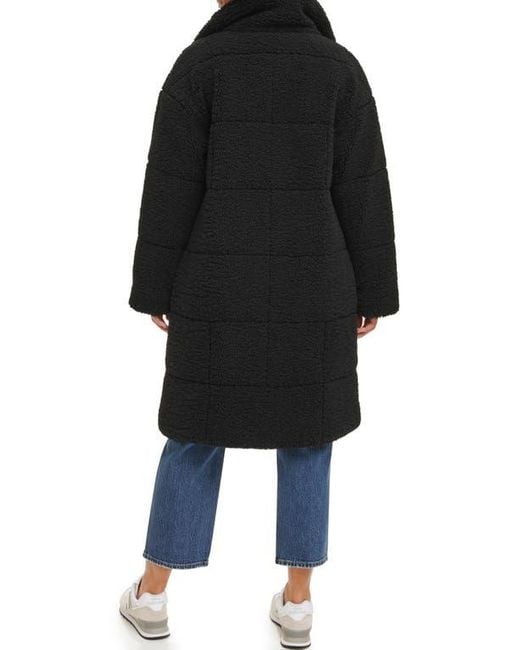 Levi's Black Long Length Patchwork Quilted Teddy Coat