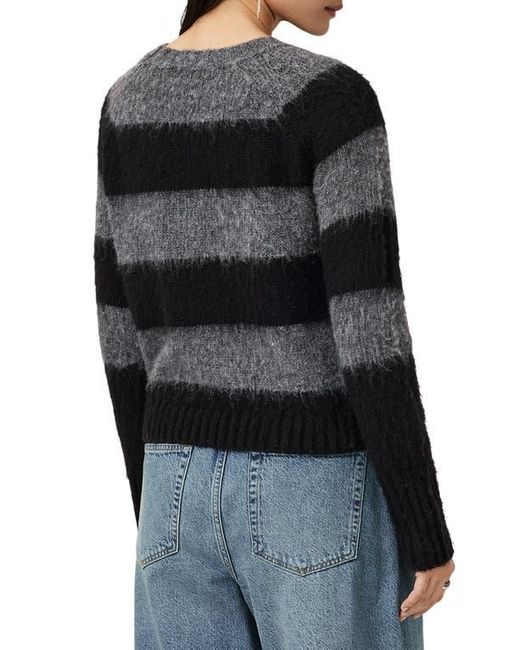 AllSaints Black Lou Spark Brushed Stripe Sweater
