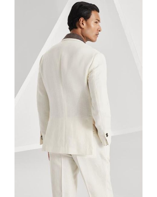 Brunello Cucinelli White Diagonal Twill Unconstructed Blazer for men
