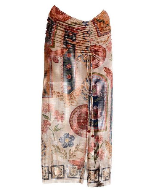 Agua Bendita Orange Tock Fiore Cover-Up Skirt