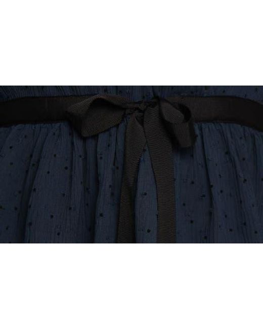 Petal & Pup Blue Antoinette Long Sleeve Tiered Clip Dot Chiffon Cocktail Dress