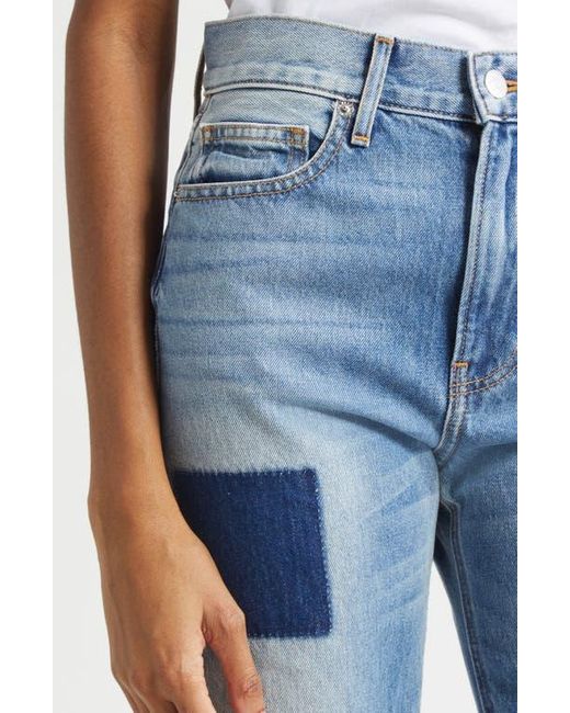 Veronica Beard Blue Dylan Patchwork Straight Leg Jeans