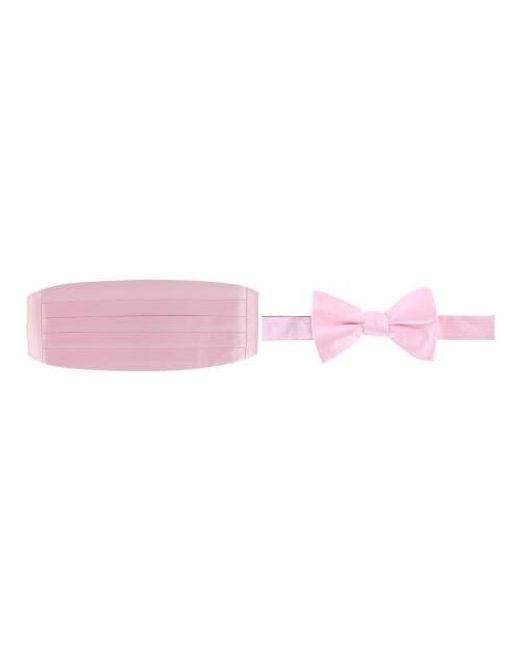 Trafalgar Pink Sutton Solid Color Silk Cummerbund & Bow Tie Bundle for men