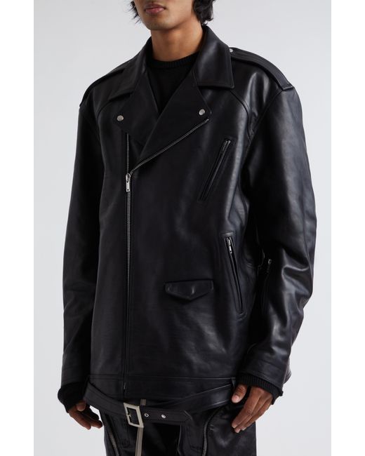 Rick Owens Black Luke Stooges Oversize Leather Moto Jacket for men