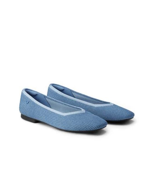 VIVAIA Blue Square-Toe V-Cut Flats