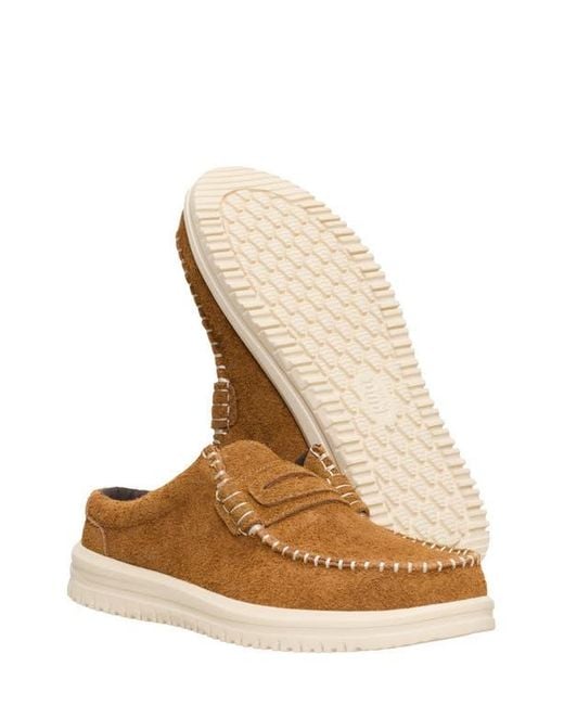 HeyDude Brown Wally Nxt Suede Loafer Mule for men