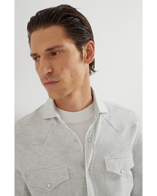 Brunello Cucinelli White Piqué Shirt for men