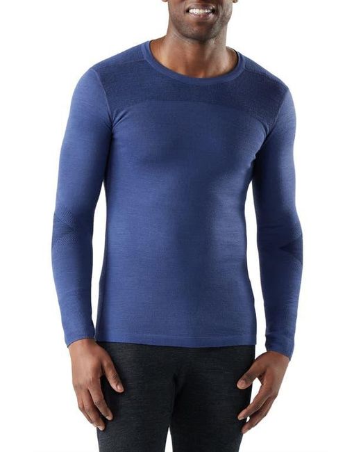Smartwool Men's Blue Intraknit Thermal Base Layer Long Sleeve Merino Wool Blend Top