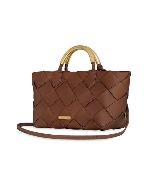 Rebecca Minkoff Brown Mini Frankie Woven Leather Tote