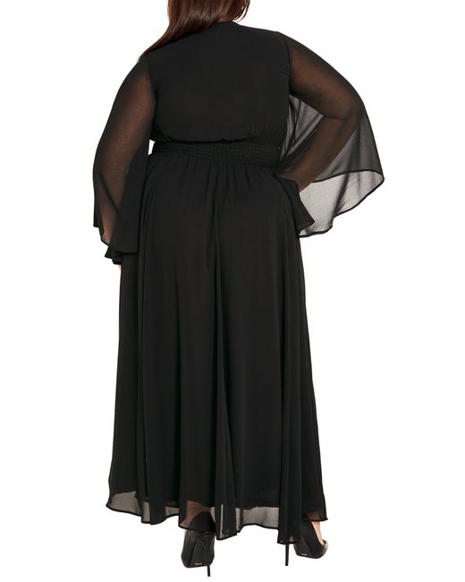 City Chic Black Katalina Long Sleeve Maxi Dress