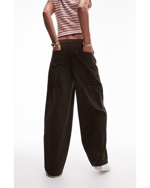 TOPSHOP Black Corduroy Carpenter Pants