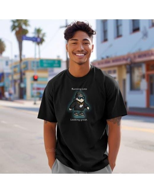 Alix Black Running Late Tee for men