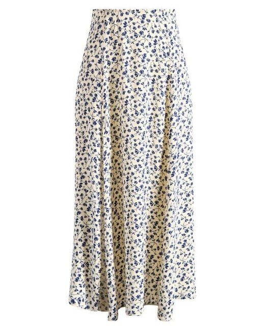 Reformation White Zoe Floral Midi Skirt