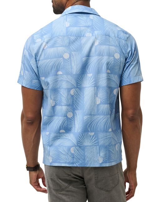 Travis Mathew Blue Solar Event Tropical Print Lyocell & Cotton Camp Shirt for men