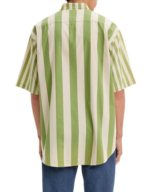 Levi's Green Skateboarding Oversize Stripe Short Sleeve Button-down Shirt for men