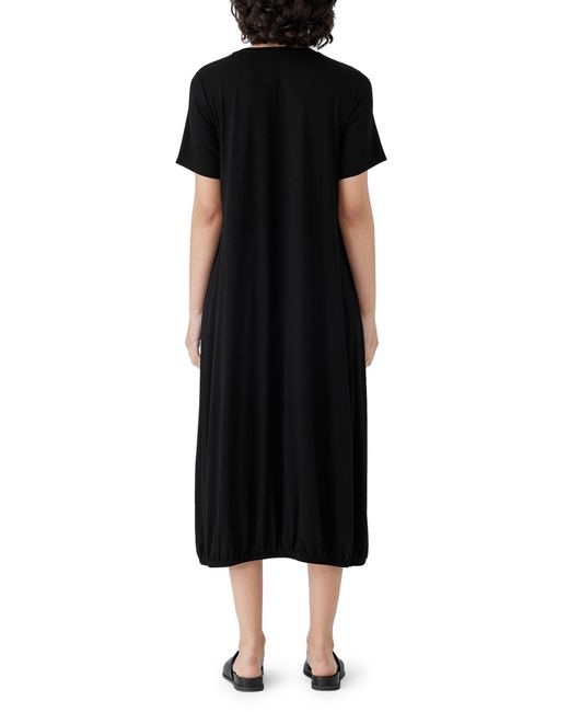 Eileen Fisher Black Stretch Jersey Midi Dress