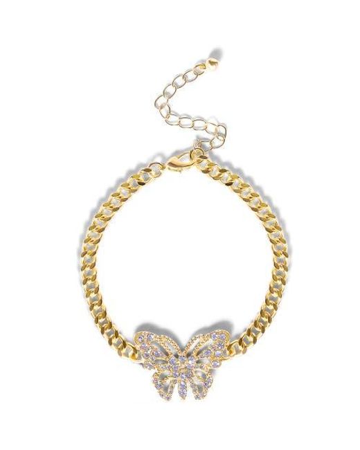 Jessica Simpson Metallic Tone Butterfly Crystal Chain Bracelet