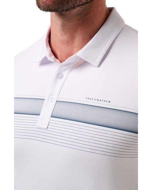 Travis Mathew White Perfect View Chest Stripe Cotton Blend Piqué Polo for men