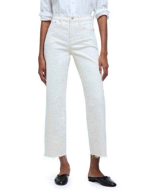 Madewell White The Perfect Vintage Raw Hem High Waist Crop Wide Leg Jeans