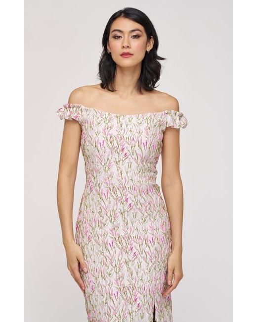 JS Collections Adalyn Floral Embroidered Off The Shoulder Cocktail Dress in  White | Lyst