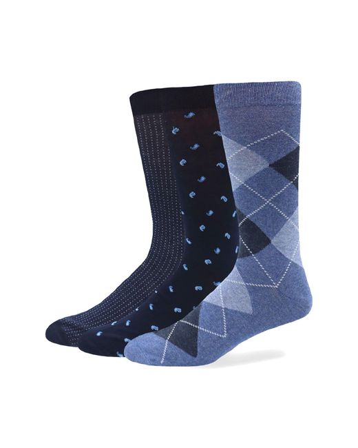 Lorenzo Uomo Blue 6-pack Assorted Cotton Blend Dress Socks for men