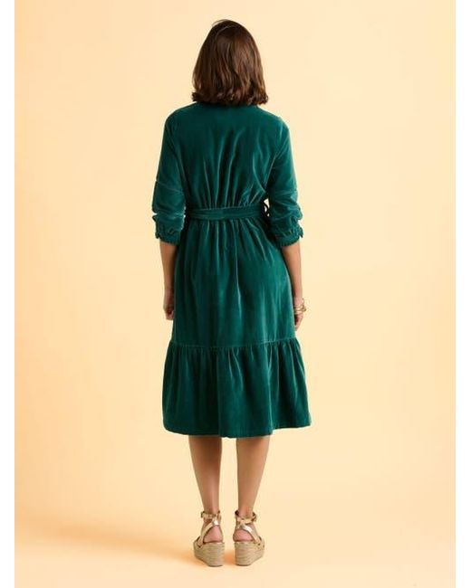 Brakeburn Women's Green Starry 3/4 Sleeve High Neck Midi Dress Brakeburn Women's Green Starry 3/4 Sleeve High Neck Midi Dress